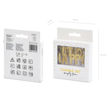 Geburtstagskerzen Happy Birthday GOLD von PartyDeco